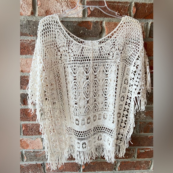 Angel Of The North Tops - Sayulita Beige Crochet Top from the Angel of the North size xsmall/small